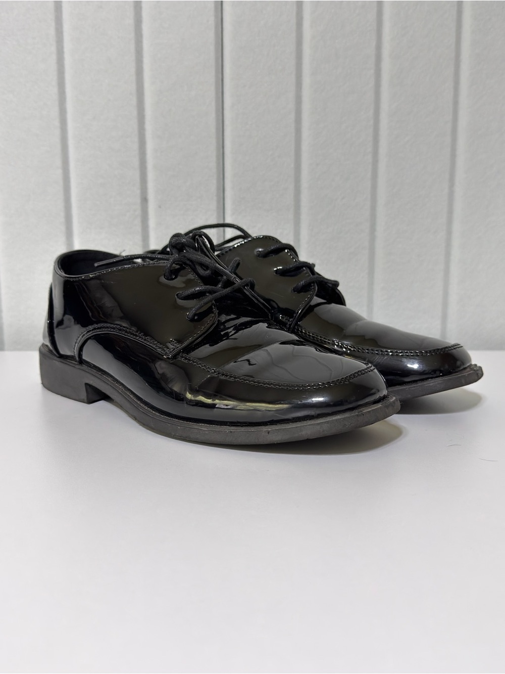Josmo Black Patent Lace-Up Kids Dress Shoes